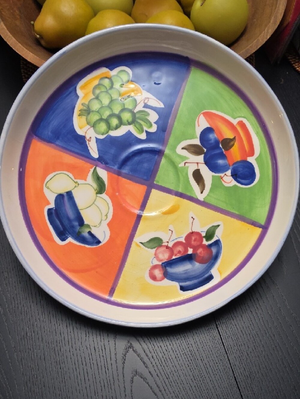 CAPRI Hand-Painted Multicolor Fruit Ceramic Serving Platter